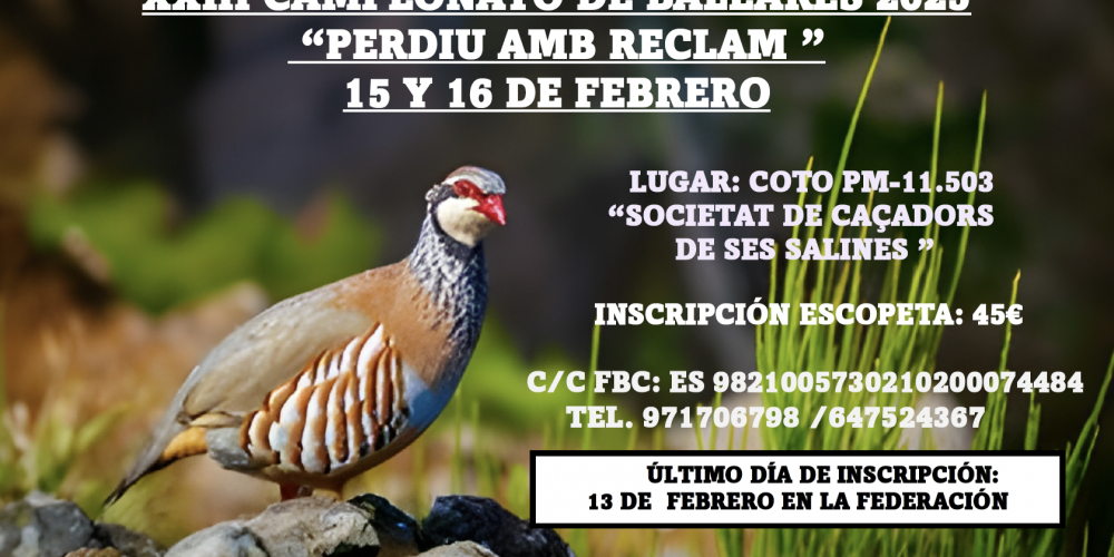 Ses Salines acogerá el XXII Campeonato de Baleares de «Perdiu amb Reclam»