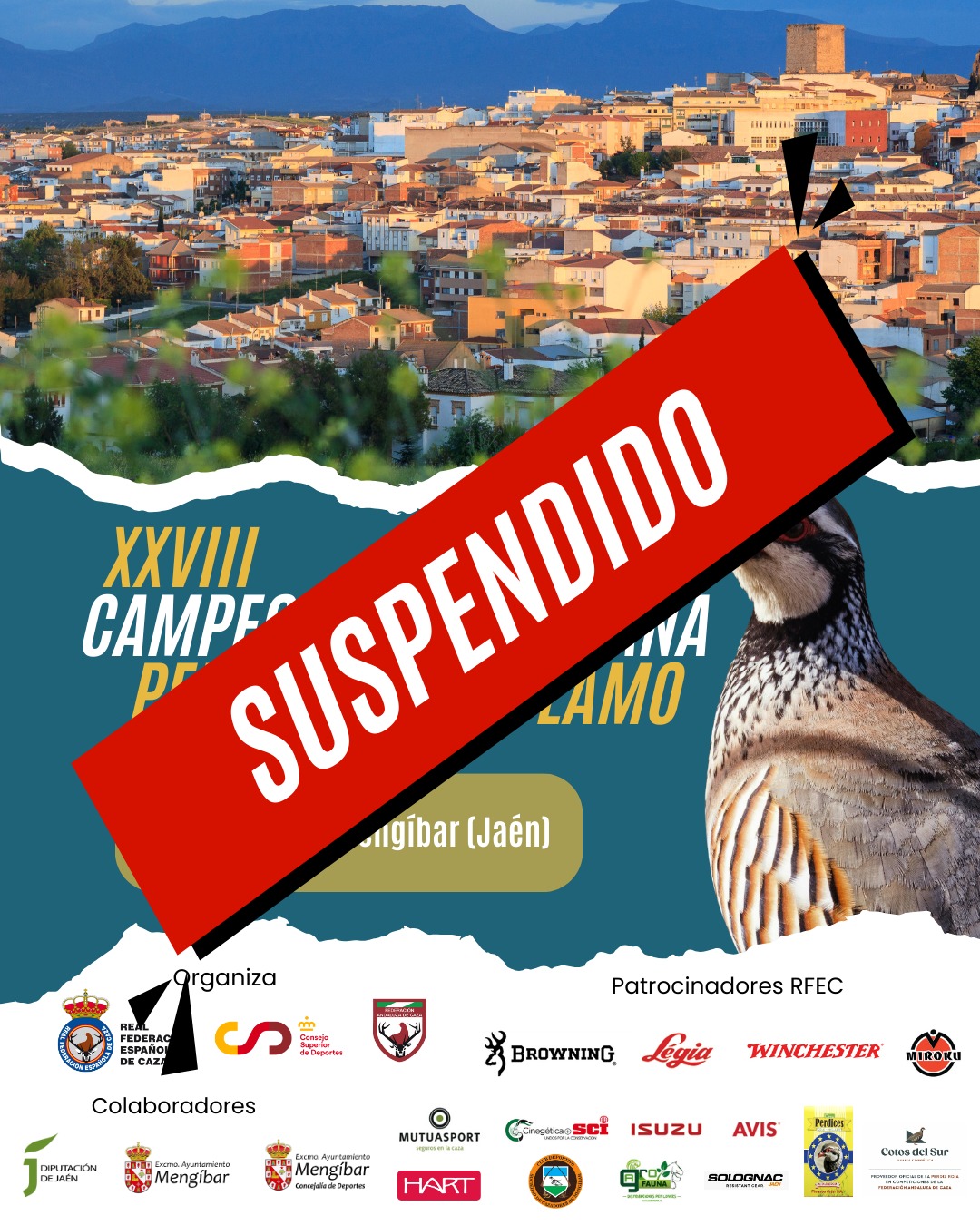 Cancelación Campeonato de España de Perdiz con Reclamo 2026