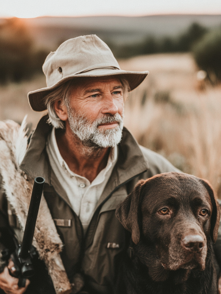 cazador con perro