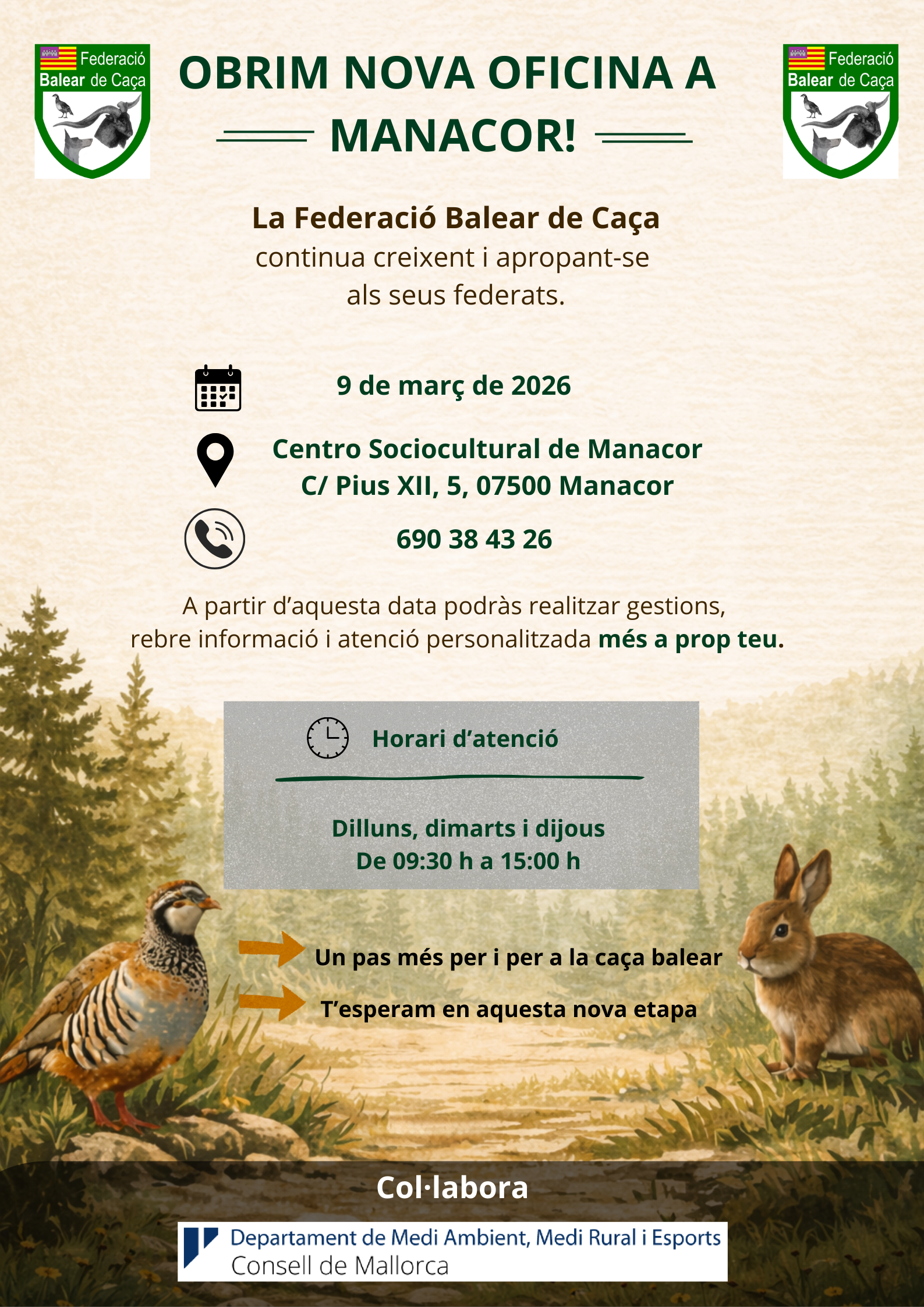 cartel nueva oficina balcaza en manacor