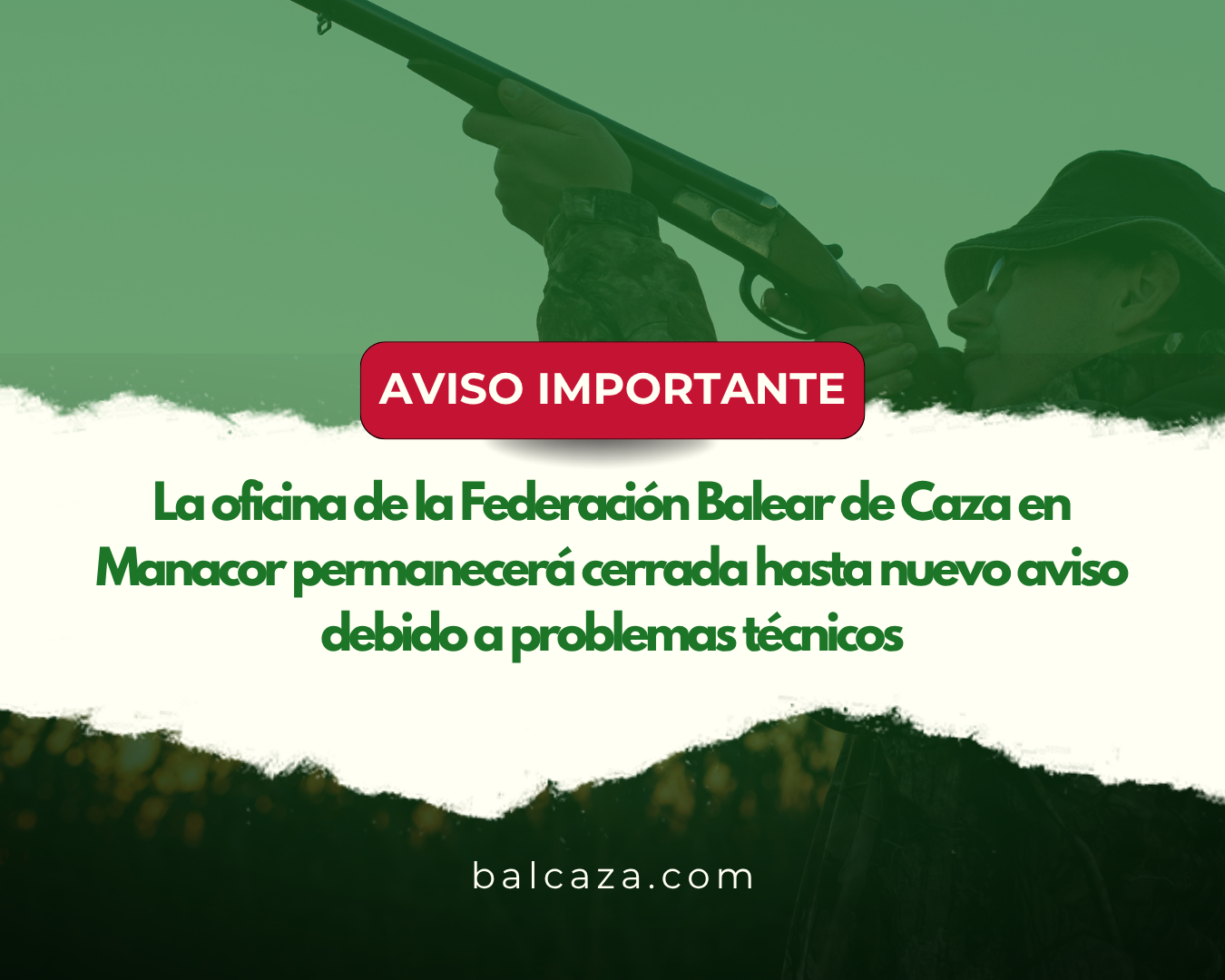 AVISO IMPORTANTE: Cierre temporal de la oficina de Manacor